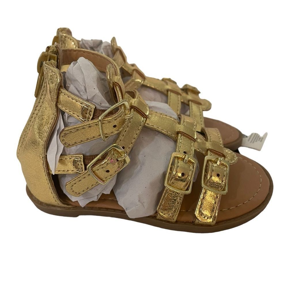 112- GIRLS GLADIATOR SANDALS IN SPARKLING GOLD BY NICOLE MILLER sz 7 - Picture 2 of 6
